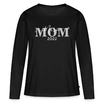 MAMAN 2022 - MARIE - BÉBÉ - PROGÉNITURE - FRÈRES ET SŒURS - T-shirt manches longues Premium bio Femme - noir - Devant - Julia (174cm)