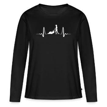 der Rasen mäht Heartbeat Gras mähen - Frauen Premium Bio Langarmshirt - Schwarz - Vorne - Julia (174cm)
