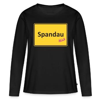 Spandau Ortseingang Alla - Frauen Premium Bio Langarmshirt - Schwarz - Vorne - Julia (174cm)