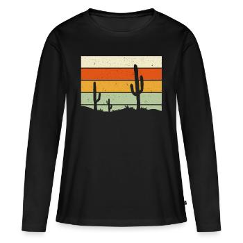 Desert with cacti - Women's Premium Organic Long Sleeve Shirt - black - Front - Julia (174cm)
