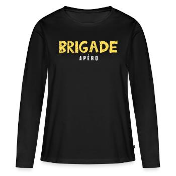 brigade apéro - T-shirt manches longues Premium bio Femme - noir - Devant - Julia (174cm)