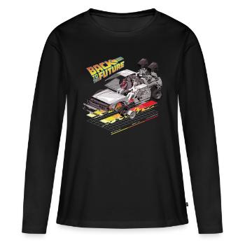 Retour Vers Le Futur Time Machine DeLorean - T-shirt manches longues Premium bio Femme - noir - Devant - Julia (174cm)