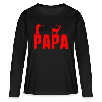 PAPA CHASSEUR DE CERFS - T-shirt manches longues Premium bio Femme - noir - Devant - Julia (174cm)