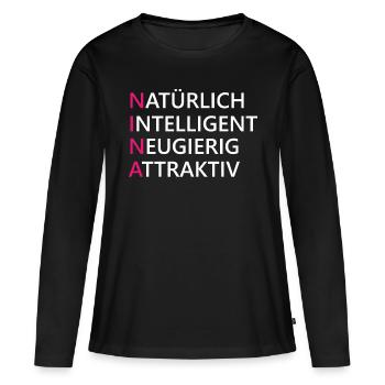 Nina Name Geschenk - Frauen Premium Bio Langarmshirt - Schwarz - Vorne - Julia (174cm)