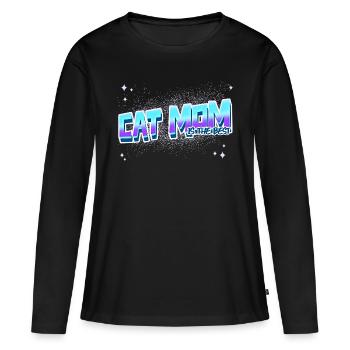 cat mom is the best - Frauen Premium Bio Langarmshirt - Schwarz - Vorne - Julia (174cm)