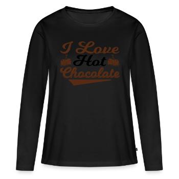 J’adore le chocolat chaud - T-shirt manches longues Premium bio Femme - noir - Devant - Julia (174cm)