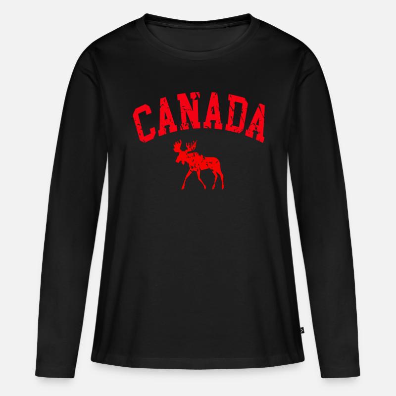 Kanada Elch - Frauen Premium Bio Langarmshirt - Schwarz