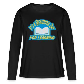 belle journée pour apprendre - T-shirt manches longues Premium bio Femme - noir - Devant - Julia (174cm)