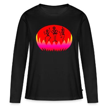 Halloween et les squelettes dansants en enfer - T-shirt manches longues Premium bio Femme - noir - Devant - Julia (174cm)