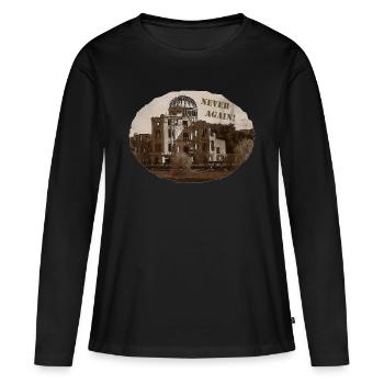 Hiroshima - Plus jamais ça ! - T-shirt manches longues Premium bio Femme - noir - Devant - Julia (174cm)