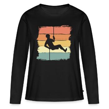 Abseiling retro vintage Klettern Abseilen - Frauen Premium Bio Langarmshirt - Schwarz - Vorne - Julia (174cm)