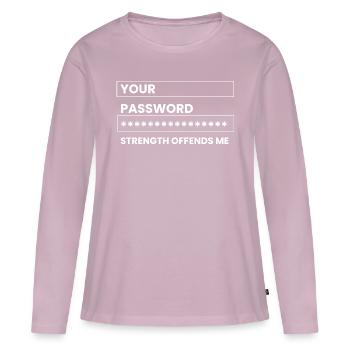 la force de votre mot de passe m’offense Design - T-shirt manches longues Premium bio Femme - rose poudré - Devant - Julia (174cm)