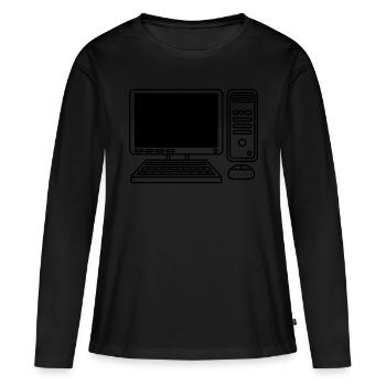 Écran Clavier Souris Ordinateur - T-shirt manches longues Premium bio Femme - noir - Devant - Julia (174cm)