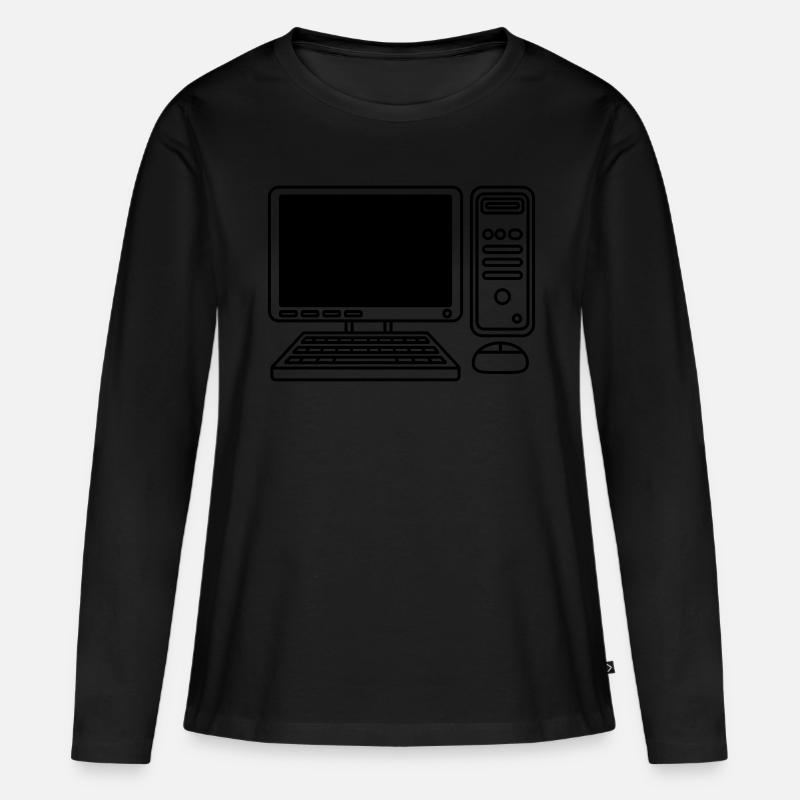 Bildschirm Tastatur Maus Computer - Frauen Premium Bio Langarmshirt - Schwarz