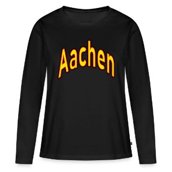 Aachen - Frauen Premium Bio Langarmshirt - Schwarz - Vorne - Julia (174cm)