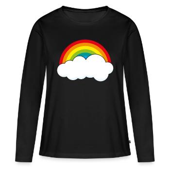 Arc-en-ciel avec nuage - T-shirt manches longues Premium bio Femme - noir - Devant - Julia (174cm)