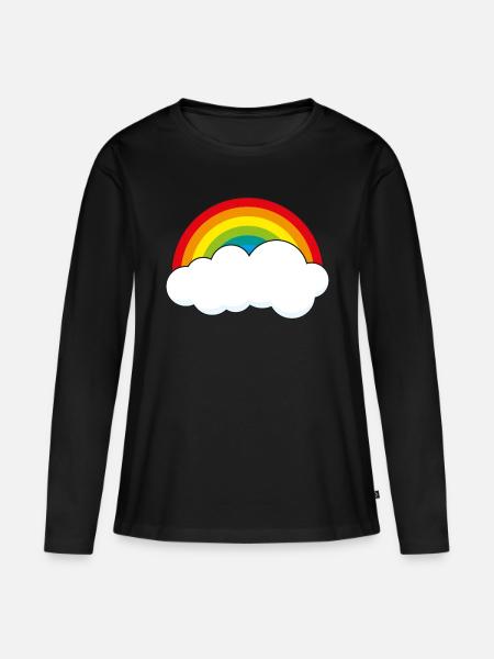 Regenbogen mit Wolke - Frauen Premium Bio Langarmshirt - Schwarz