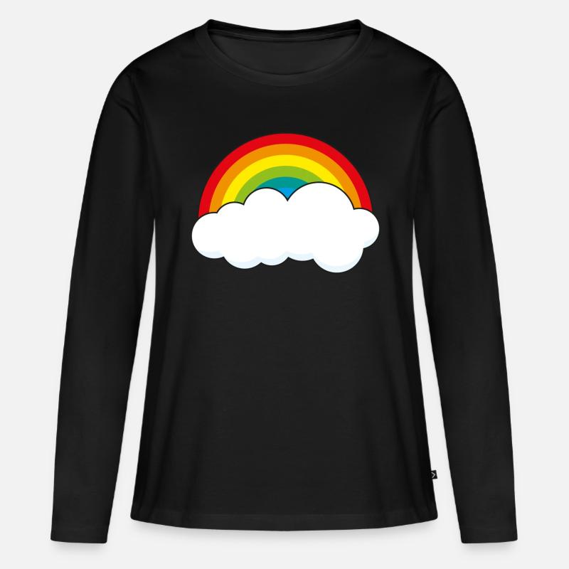 Regenbogen mit Wolke - Frauen Premium Bio Langarmshirt - Schwarz