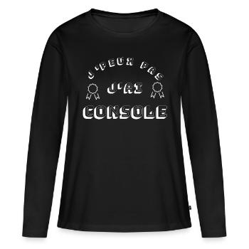 Console - T-shirt manches longues Premium bio Femme - noir - Devant - Julia (174cm)