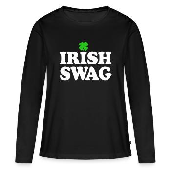 Swag irlandais - T-shirt manches longues Premium bio Femme - noir - Devant - Julia (174cm)