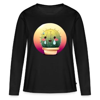 Transpiration du cactus au coucher du soleil - T-shirt manches longues Premium bio Femme - noir - Devant - Julia (174cm)