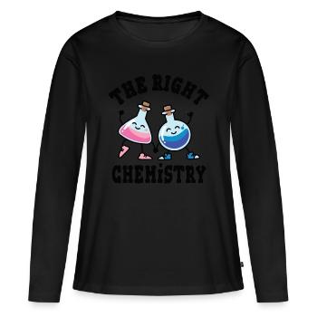 La bonne chimie, des flacons en verre amoureux - T-shirt manches longues Premium bio Femme - noir - Devant - Julia (174cm)