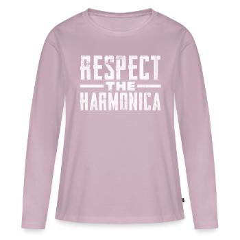 Respect the harmonica - Frauen Premium Bio Langarmshirt - Altrosa - Vorne - Julia (174cm)