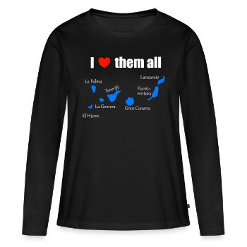 Je les aime tous - Îles Canaries - T-shirt manches longues Premium bio Femme - noir - Devant - Julia (174cm)