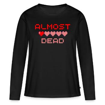 Presque mort - T-shirt manches longues Premium bio Femme - noir - Devant - Julia (174cm)