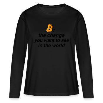 Be the change - Frauen Premium Bio Langarmshirt - Schwarz - Vorne - Julia (174cm)