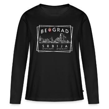 Belgrade Skyline Serbie avec GPS - T-shirt manches longues Premium bio Femme - noir - Devant - Julia (174cm)