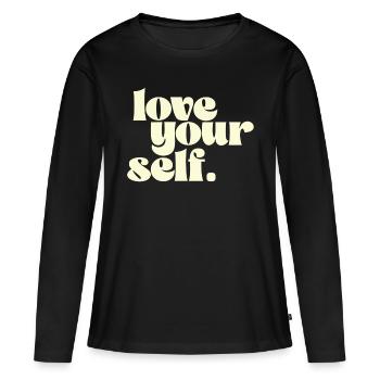 Love your self - T-shirt manches longues Premium bio Femme - noir - Devant - Julia (174cm)