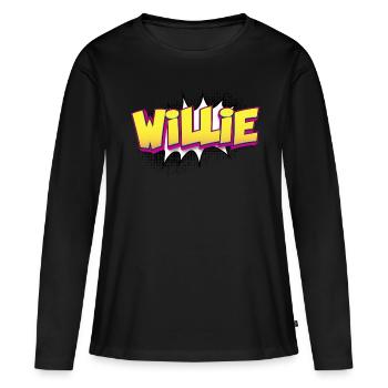 Willie Benutzerdefinierter Name Comic-Stil Pop-Art, - Frauen Premium Bio Langarmshirt - Schwarz - Vorne - Julia (174cm)