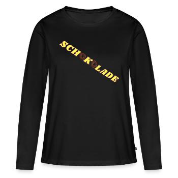 Schokolade - Frauen Premium Bio Langarmshirt - Schwarz - Vorne - Julia (174cm)