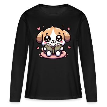 Chien de lecture Reading Rover barboteuses - T-shirt manches longues Premium bio Femme - noir - Devant - Julia (174cm)