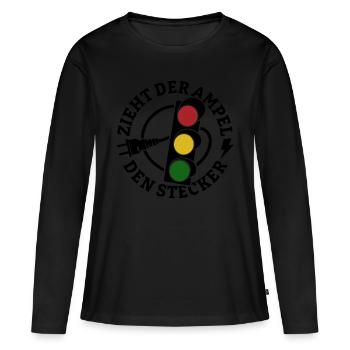 Zieht der Ampel den Stecker - Spruch - Frauen Premium Bio Langarmshirt - Schwarz - Vorne - Julia (174cm)