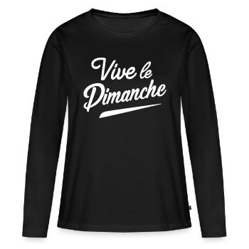 Vive le dimanche - T-shirt manches longues Premium bio Femme - noir - Devant - Julia (174cm)