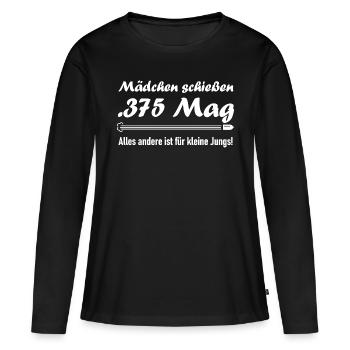 Mädchen schießen .375 Magnum - Frauen Premium Bio Langarmshirt - Schwarz - Vorne - Julia (174cm)