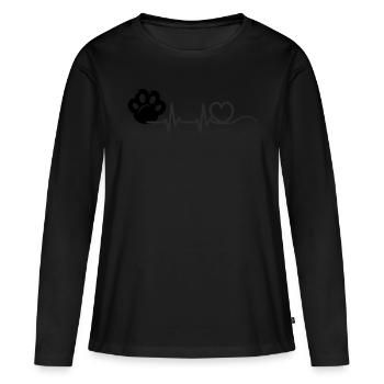 Patte de chat Heartbeat - T-shirt manches longues Premium bio Femme - noir - Devant - Julia (174cm)