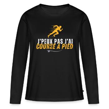 Je Peux Pas J ai course a pied - T-shirt manches longues Premium bio Femme - noir - Devant - Julia (174cm)