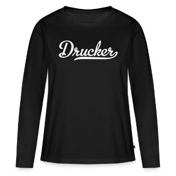 Drucker - Frauen Premium Bio Langarmshirt - Schwarz - Vorne - Julia (174cm)