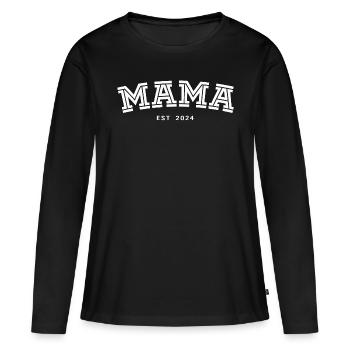 Maman établie en 2024 - T-shirt manches longues Premium bio Femme - noir - Devant - Julia (174cm)