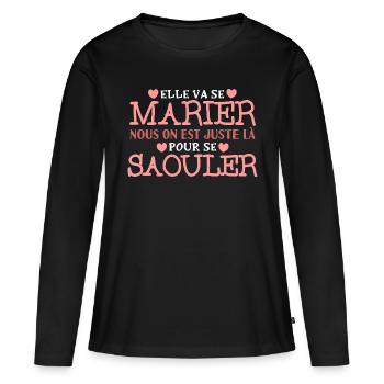 EVJF Humour Future Mariée Enterrement Jeune Fille - T-shirt manches longues Premium bio Femme - noir - Devant - Julia (174cm)