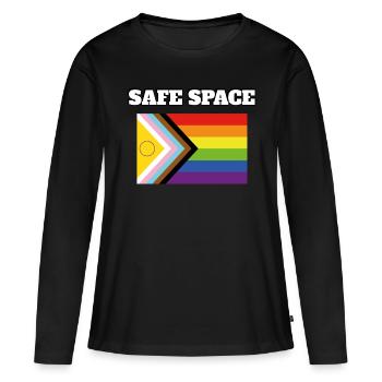 Fierté inclusive Fierté ESPACE SÛR - T-shirt manches longues Premium bio Femme - noir - Devant - Julia (174cm)