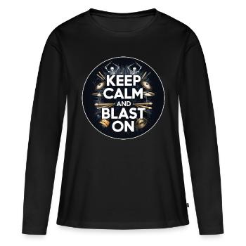 Batteur Schlagzeuger T-Shirt Blast Beats Drumming - T-shirt manches longues Premium bio Femme - noir - Devant - Julia (174cm)