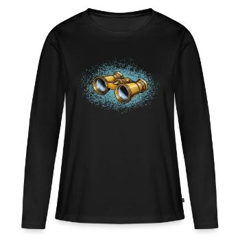 Das antike goldene Fernglas in Retro Design. - Frauen Premium Bio Langarmshirt - Schwarz - Vorne - Julia (174cm)