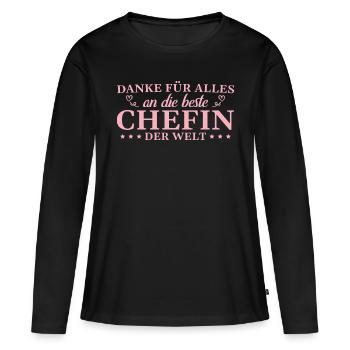 Abschied Beste Chefin Dankeschön - Frauen Premium Bio Langarmshirt - Schwarz - Vorne - Julia (174cm)