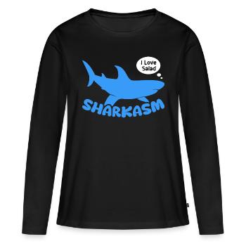 Sharkasm Marine Predator Great White Shark - Frauen Premium Bio Langarmshirt - Schwarz - Vorne - Julia (174cm)