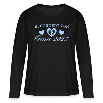 Oma 2025 Schwangerschaft ankündigen - Frauen Premium Bio Langarmshirt - Schwarz - Vorne - Julia (174cm)