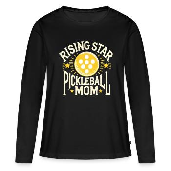 Pickleball Mama eines aufstrebenden Stars - Frauen Premium Bio Langarmshirt - Schwarz - Vorne - Julia (174cm)